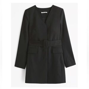 NWT ABERCROMBIE & FITCH Black Belted Blazer Mini Dress Black Medium Tall